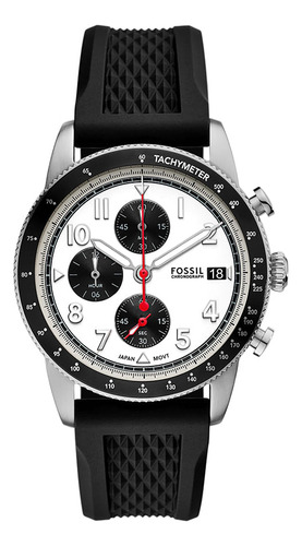 Relógio Fossil Masculino Sport Tourer Prata - Fs6087/2bn Correia Preto Fundo Branco