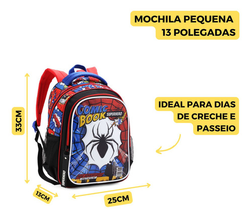 Mochila Costas Creche Spider Teia De Aranha Pré Escola