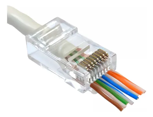 Ficha Rj45 Cat5 Doble Contacto Canalizada Pasante X100 Unid.