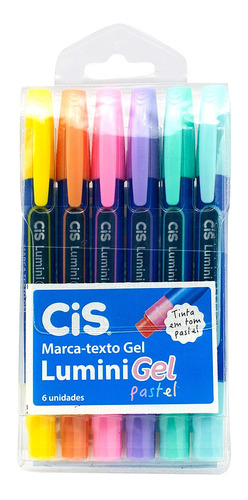 Estojo Marca Texto Cis Lumini Gel Pastel 6 Cores