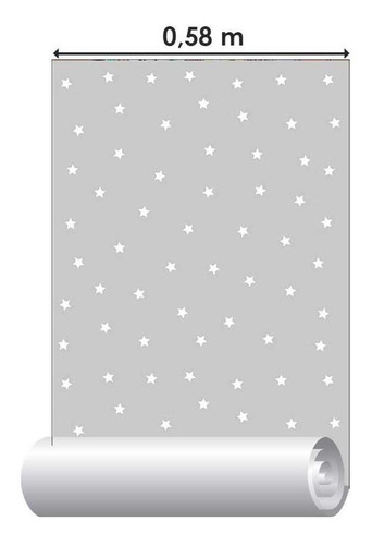Imagem 3 de 6 de Papel De Parede Adesivo Estrela Cinza N05034 0,58x2,5m