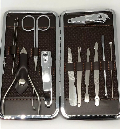 Set Manicura Pedicura 11 Piezas Alicates Tijera Lima Estuche, Mania-electronic