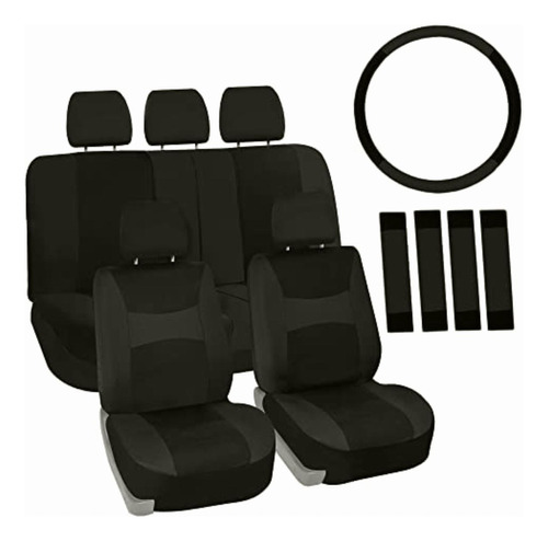 Fh Group Fb030black115-combo Seat Cover Combo Set With