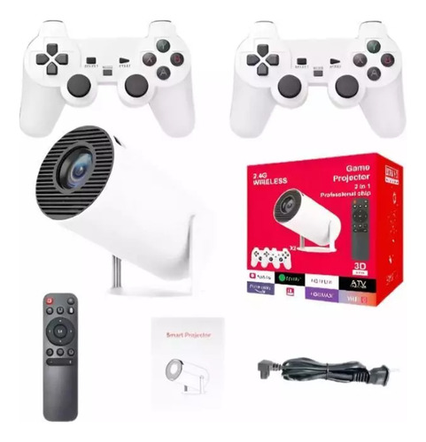 Proyector 2 En 1 Portatil Ultra Hd Game Juegos + 2 Joystick Blanco