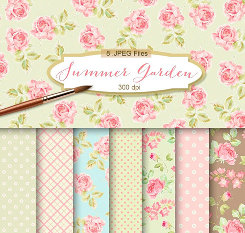 Kit De Papel Digital Shabby Chic Flores Summer Garden