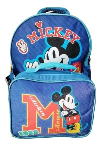 Mochila Escolar Mickey Mouse + Lonchera Bolso Morral Niños