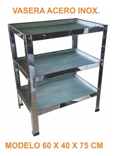 Vasera Acero Inoxidable 60 X 40 3 Estantes Lbc Plateado
