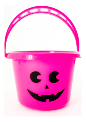 Balde Dulces O Travesuras Calabaza Halloween 16cms Fucsia