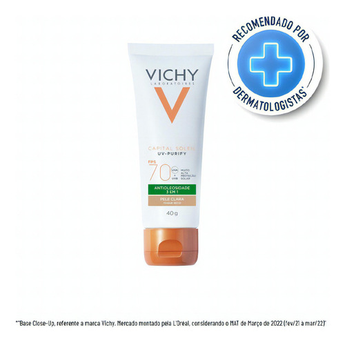 Protetor Solar Facial Capital Soleil UV-Purify FPS70 pele clara 40g Vichy