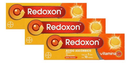 Redoxon 1g Vitamina C Naranja 10 Tab Efervescente Pack De 3