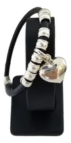 Comprar Pulsera Con Cuero Y Dije Modelo Corazón En Plata Ley 950