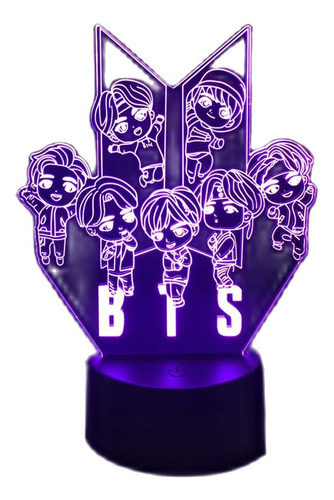 Bonita Lámpara Led Acrílica Kpop Star Bts Con Luz 3d Para Re