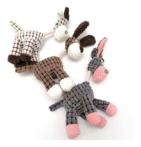 Brinquedo Para Cachorros Burrinho Com Corda Para Cães Pets Desenho Burro Cinza