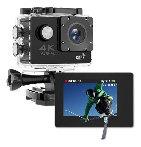 Camara Vdeo Deportiva Accion 4k Uhd Wifi Con Accesorios