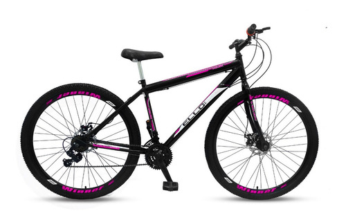 Mountain bike Ello Bike Velox aro 29 21v freios de disco mecânico câmbios Ltx cor preto/rosa