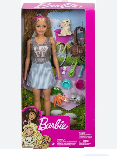 Barbie Con Mascota En El Campo