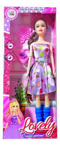 Muñeca Princesa Vestido Corazones Juguete Niñas + Accesorios