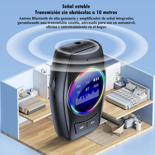 Adaptador Auxiliar Bluetooth 5.4 Con Manos Libres Y Reproducción Desde Tarjeta Tf, Techwolf Transmisor Y Receptor Audio Bluetooth 2 En 1 Aux 3.5mm Kit De Coche Pare Tv Bocina Y Coche