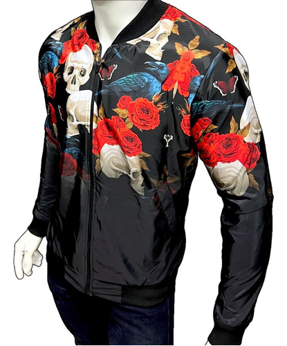 Chamarra  Bomber  Rompe Vientos Diseño Calavera