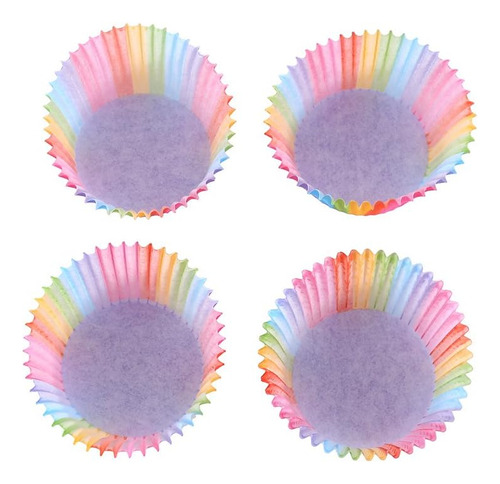 Envoltorios Para Magdalenas, 100 Unidades De Arco Iris Brill