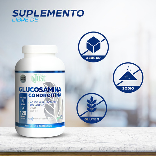 Suplemento Olnatura Just JustFx Glucosamina Condroitina con ácido hialurónico y colágeno 120 cápsulas