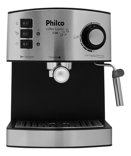 Cafeteira Philco Coffee Express 15bar Filtro Permanente 127v Cor Preto/Prata