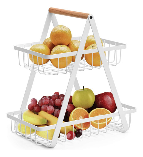 Frutero Cesta De Cocina Organizador Fruta Pan 2 Niveles Rack