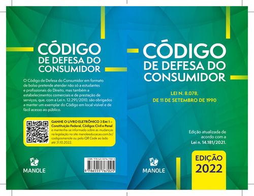 Código De Defesa Do Consumidor 12º Edição, De Ia Jurídica Da A Manole. Editora Manole, Capa Mole Em Português, 2022