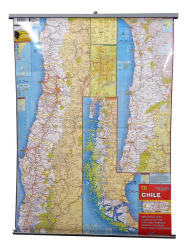 Mapa De Chile - Político - 80x60cm Plastificado Y Laminado