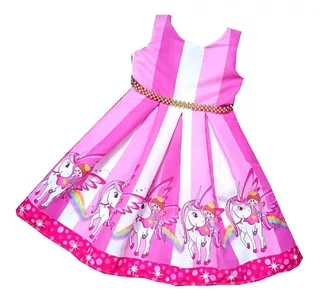 Vestido De Cumpleaños Para Niña Unicornio - Jp