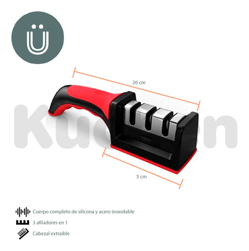 Afilador De Cuchillos 3 En 1 Acero Inoxidable Kuchen