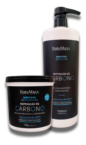 Kit Reposição Carbono Natumaxx Shampoo 1 Litro + Máscara 1kg