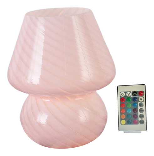 Lámpara De Mesa De Vidrio Pequeña Rc 16 Colores Rosado