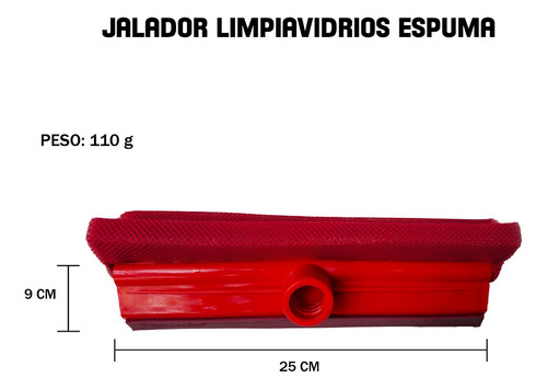 30 Limpia Vidrios Manual Con Jalador Y Espuma Palma De Oro