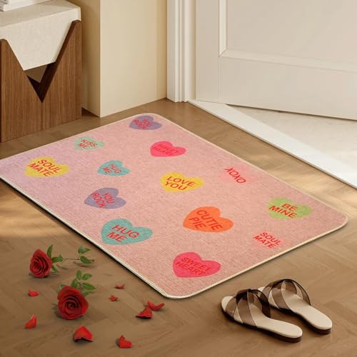 Felpudo De San Valentín Corazón De Conversación Rosa, Alfomb