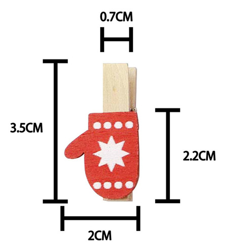 50 Uds. Clips De Madera Navideños Clips Navideños Guantes