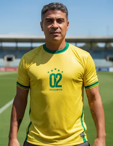 Camisa Brasil Amarela Masculina Retrô Plus Size R9 Copa 2002