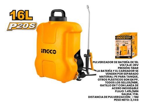 Fumigadora 16l Inalambrica 20v