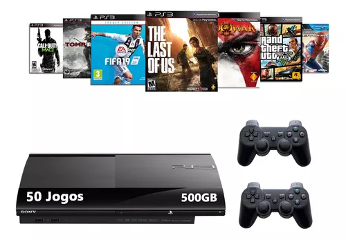 Sony Playstation 3 Super Slim 500gb 2 Controles + 3 Jogos Cor