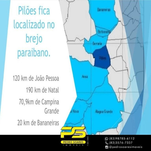 (oportunidade) Chácara À Venda, 1000 M² Por R$ 250.000 - Centro - Pilões/pb - Ch0024