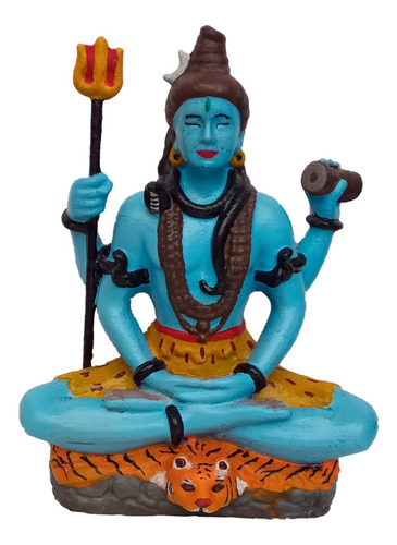 Figura Del Dios Shiva Sobre Piel De Tigre 30cm