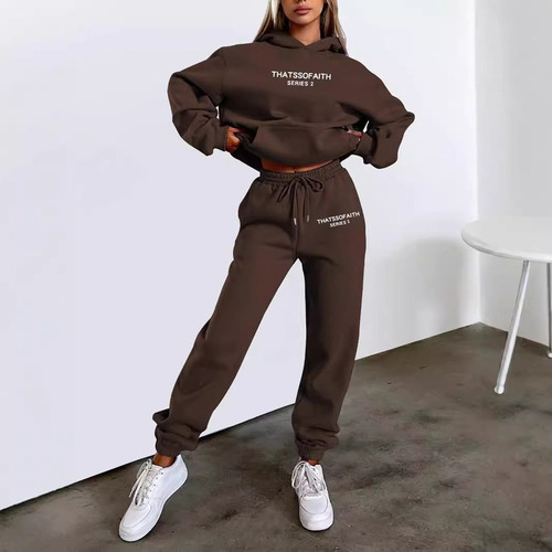 Conjunto De Pantalones Tipo Sudadera Casual Con Capucha A La