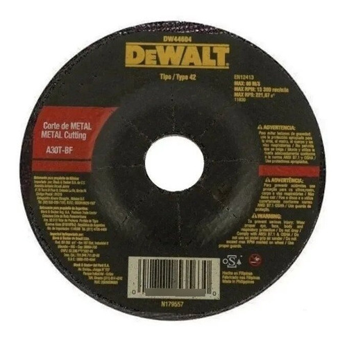 Disco Corte Metal Dewalt 41/2 X 3mm X 7/8