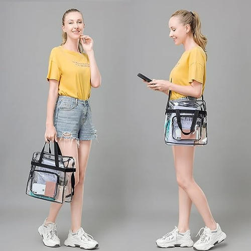 Bolsa Tote Transparente Aprobada Viaje Trabajo Deportivos Acabado De Los Herrajes Nylon Color Negro Diseño De La Tela Nylon