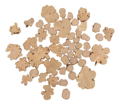 50 Piezas De Rodajas De Troncos De Madera Irregulares,