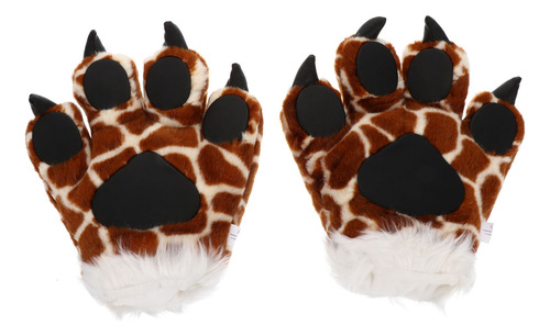 1 Par De Guantes De Felpa Con Forma De Garra Con Dibujos Ani