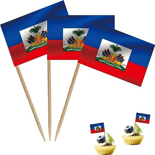 Bandera De Haití Para Cócteles Y Cupcakes, Pack De 100.