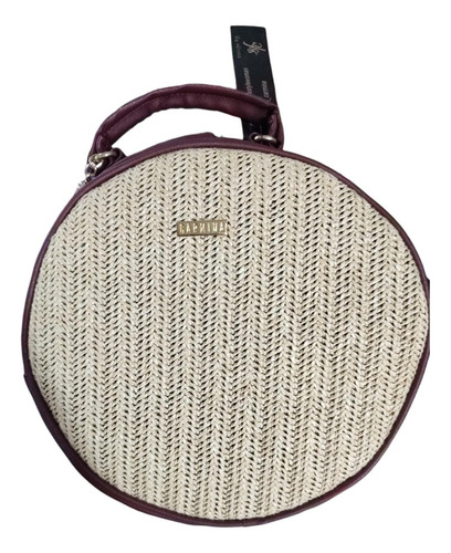 Bolsa Circular Rattan Tejida Crossbody Asa Larga Artesanal