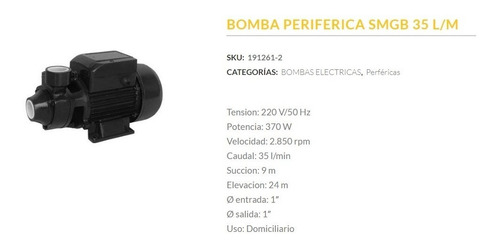 Imagen 2 de 3 de Bomba De Agua Periferica 1/2 Hp 0,5hp Electrobomba Bta Tools