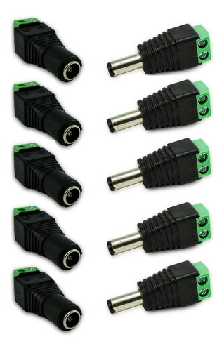 Par Conectores Jack Plug Dc 5.5mm Macho Y Hembra X10 Un.